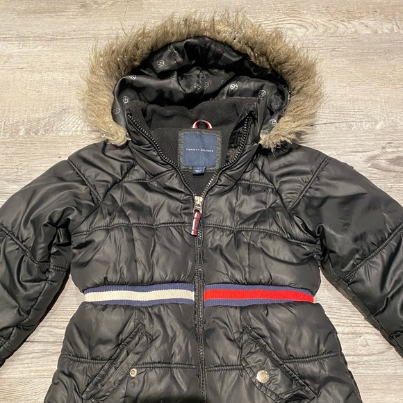 Tommy Hilfiger Long Puffer Hooded Jacket Girls Size 6 - Picture 3 of 6